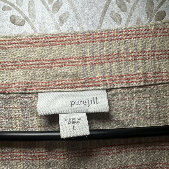 J. Jill PureJill Womens Size Large Cream Plaid Lagenlook Asymmetrical Dress - Picture 7 of 11